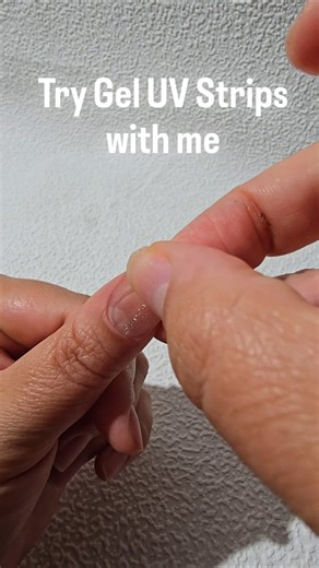 How to apply GEL UV Strips 💅🏽 #gelnails #gelnailsticker #athomemani #diynails #nailart #cateyenails