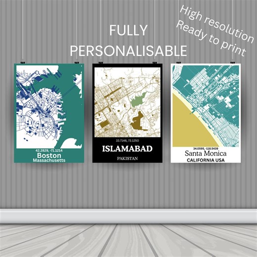 Custom City Map Art Print, Personalized Location Wall Art & Decor - Etsy