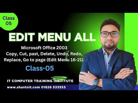 Class 05 MS Word 2003 Edit Menu Explained | Copy Cut Paste Replace Go To | Bangla Class