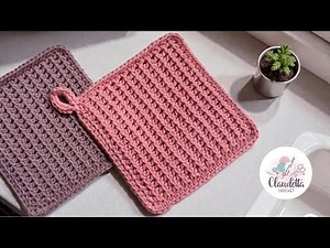 Tunisian Crochet Potholder - Washcloth - Easy Tutorial for Beginners
