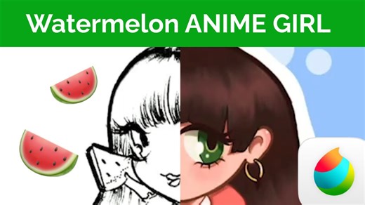 Draw anime girls inspired by watermelon fruit girl tutorial