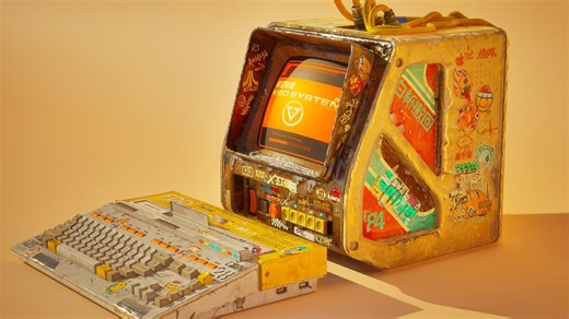 实用3D模型！复古科幻终端显示器键盘电子设备控制台3D模型，带4K纹理贴图