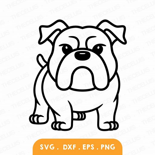 Bulldog SVG PNG DXF Files: Dog Outline Clipart for Cutting, Engraving, Printing (instant Download) - Etsy