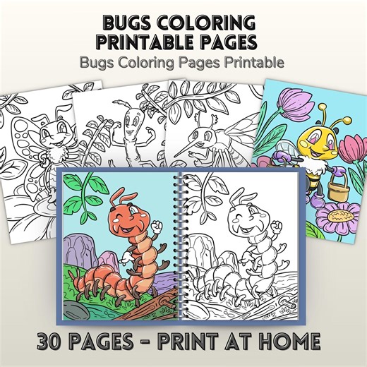 Bugs Coloring Pages Printable for Kids and Adults , Insect Coloring Pages PDF, Bug Coloring Sheets, Nature Coloring Book, Fun Bug Designs - Etsy