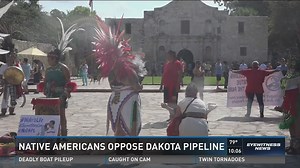 Native Americans protest Dakota pipeline outside the Alamo