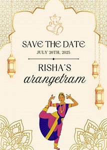 Arangetram Save the Date Invitation: Digital Download - Etsy