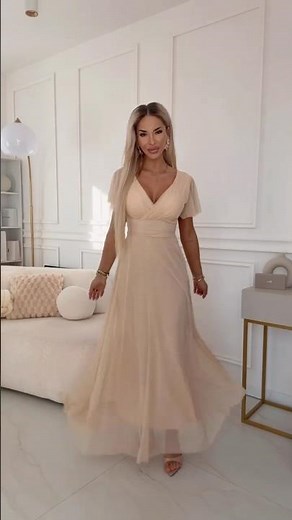 Elegant Beige Maxi Dress - The Dream Wedding Guest Look by Numoco 635-9 | #dress #weddingguestdress