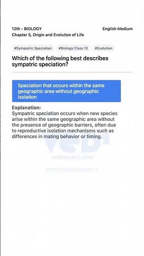 Understanding Sympatric Speciation 12th Biology Chapter 5