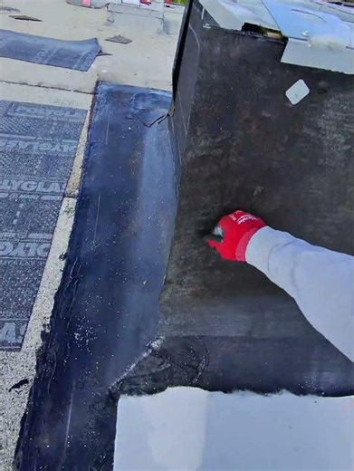 How things get done - Roof Repair Torchdown A/C Curb - Flat Roofing Repair OLD BUR - In progress -