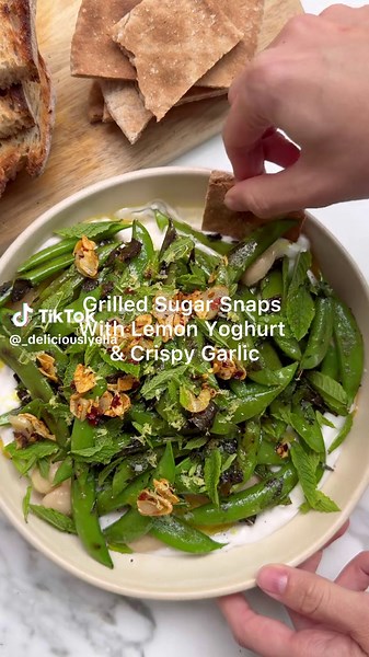 Grilled Sugar Snap Peas with Zesty Lemon Yoghurt