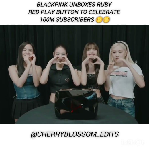BLACKPNK unboxes ruby play button #blackpink #ytshorts