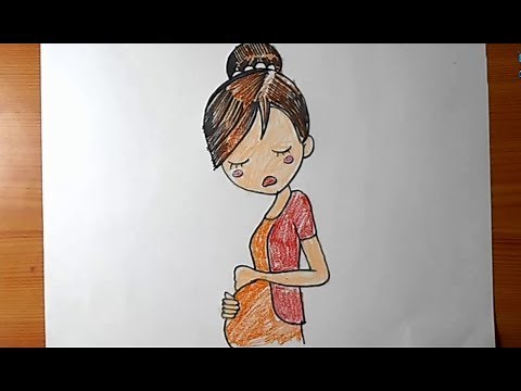 How to Draw a Pregnant Woman Cartoon | YZArts