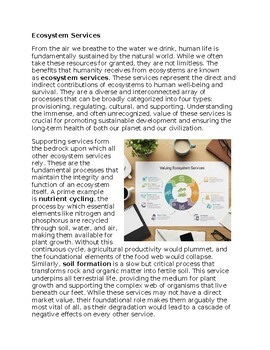 Ecosystem Services in the Environment Worksheet for SubPlan & Homework