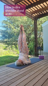 63K views · 30K reactions | Can you do a shoulder stand? This one is a little tricky. Don’t even think about it on your own! It needs experienced guidance and only when you’re ready to attempt it. The same applies for a head stand. What lifestyle has allowed me to do this at 80? A simple answer: years of practice! But it’s never too late to start! | Radiant Aging with Atma O'Meara | Facebook