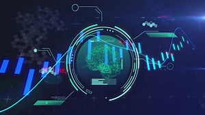 Animation of science data processing over diagrams Premium Stock Video Footage