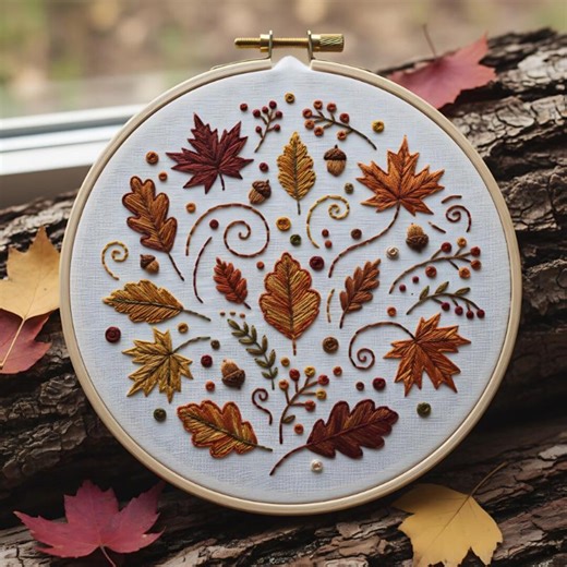 Autumn Flowers Embroidery | Instant Download | Easy DIY | Fall Hoop Pattern PDF - Etsy