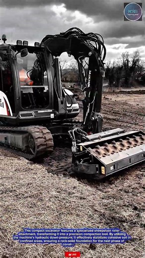 Heavy Equipment Operator Skills Using a Roller Attachment on a Compact Excavator