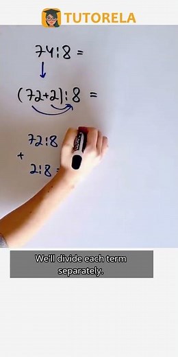 Dividing 74 by 8 Using the Distributive Law #Math #Commutative,DistributiveAndAssociativeProperties