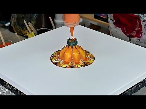 (856) ART THERAPY with FLUID acrylic paint ~ Reverse LEAKY cup ~ Satisfying Fluid art ~ The Sun