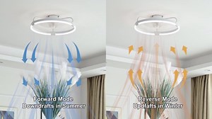 Low Profile Ceiling Fans with Lights and Remote, 20" Reversible Flush Mount Ceiling Fan, 6 Speeds Dimmable Fandelier LED Ceiling Fan Light for Bedroom Kitchen
