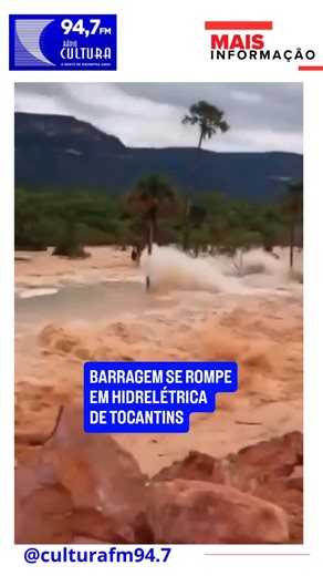 Rádio Cultura FM 94,7 on Instagram: "Imagens impressionantes mostram o rompimento, na última sexta-feira (19), de parte de uma barragem em Tocantins. O incidente causou estragos no município de Ponte Alta de Bom Jesus, no sudeste do estado. Veja: A represa fica em área particular. A empresa ZX Energia, responsável pelo local, informou, em nota, que, "por volta das 8h desta sexta-feira, 19 de dezembro, foi registrado um acidente sem vítimas durante a fase de obra civil da Central Geradora Hidrelé