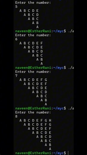C Pattern Program Using Alphabets in C | Reverse Alphabet Triangle Pattern | C Programming Shorts