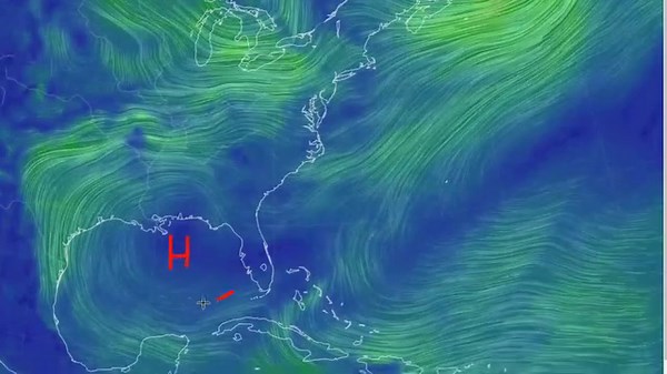 Love looking at winds. This map shows things well. High pressure in the Gulf. Tropical Wave in the Caribbean. And where things meet today to bring strong northeast storms. www.spaghettimodels.com | Mike's Weather Page