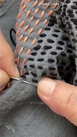 Stitching with my Cat 🐈‍⬛ Sashiko Time #shorts