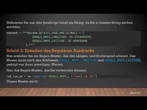 Extrahieren von Längen- und Breitengraden aus JavaScript mit Pythons re.search