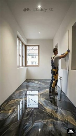 Kitchen Transformation with Epoxy Floor 🤯 Luxury Makeover #Shorts
