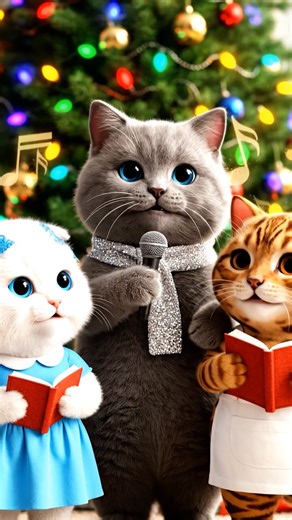 Three Cats Singing Jingle Bells 🎄😻🎤 #catshortstory #christmas #jinglebells #funnycats #fypviralシ