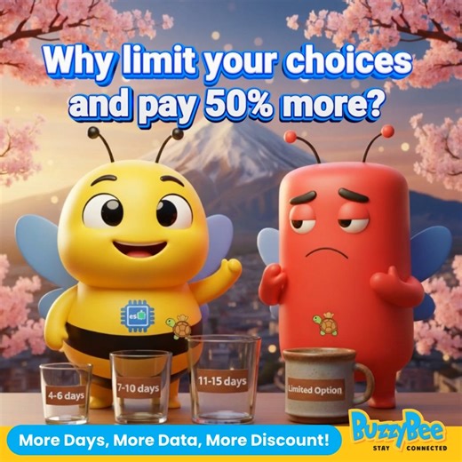 💛 Why limit your choices and pay 50% more Now even MORE BUZZ! 🎉 Limited-time 30% OFF Extra 10% with code BUZZ10 📲 https://buzzybee.my/ #BuzzyBeeMy #eSIM #TravelSIM #buzzyourtrip | BuzzyBee.my