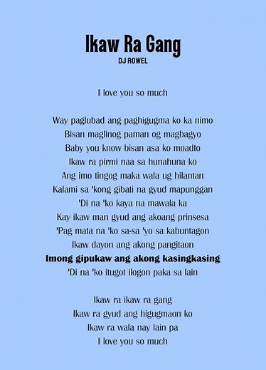 Ikaw Ra Gang: DJ Rowel Lyrics