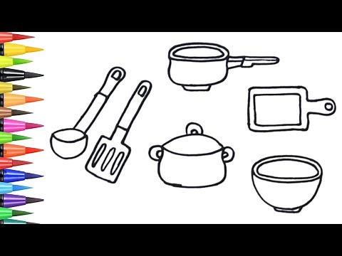 Dibuja y Colorea Utensilios De Cocina Para Niños | Dibujos Fáciles Para Niños