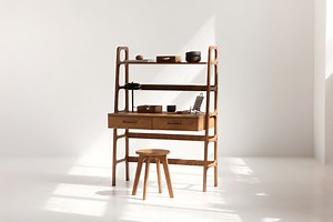 Mid Century Modern Desk With Shelves, Wooden Office Desk, Minimalist Desk for Computer - Etsy