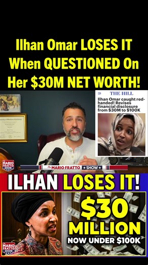 🚨Ilhan Omar LOSES IT When QUESTIONED On Her $30M NET WORTH‼️ Ilhan Omar once reported a net worth of up to $30 MILLION. Now she's claiming it's under $100,000. That's not a typo — and there's no innocent explanation for a discrepancy that massive. Reporter Allison Steinberg confronted Omar about it — and Omar told her to