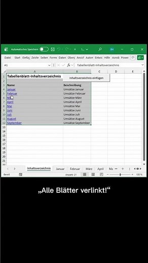 Excel Trick: Automatic table of contents for all worksheets! 🔗⚡