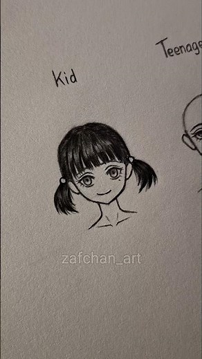 Hair drawing tutorial ✨️ (Kid to Adult) #drawing #tutorial #howtodraw #artist #shorts