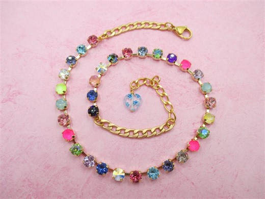 Colorful 6mm Necklace/choker, Bright and Sparkling, Smaller Size Crystals, Delicate Necklace - Etsy