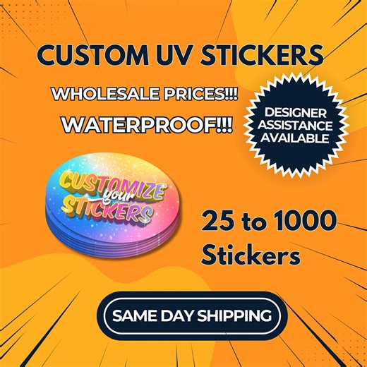 Custom UV DTF Stickers: Waterproof Logo Decals - Etsy