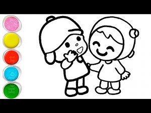 Beautiful Pocoyo With Nina Drawing, Painting and Coloring For Kids and Toddlers_ Kids Art