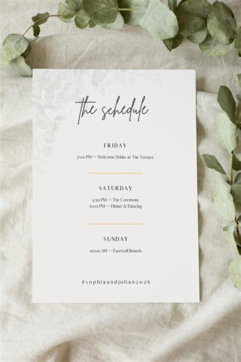 Minimalist Wedding Weekend Itinerary Template, Editable Canva Wedding Schedule, Quiet Luxury Event Timeline, Modern Chic Guest Itinerary - Etsy