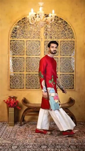 Jama (art of dressing) on Instagram: "This isn’t just a kurta; it’s a wearable masterpiece. Crafted in a deep, regal crimson, it’s intricate, hand-rendered illustrations of pastoral life and heritage architecture. The delicate detailing on the sleeves and hemline creates complete visual narrative, making it the perfect choice for the man who views fashion as a form of expression. Name of kurta -EVARA kurta set In frame @nikhilgoal #mensfashionblogger #mensweddingbands #mensfasion #menshairstyle"