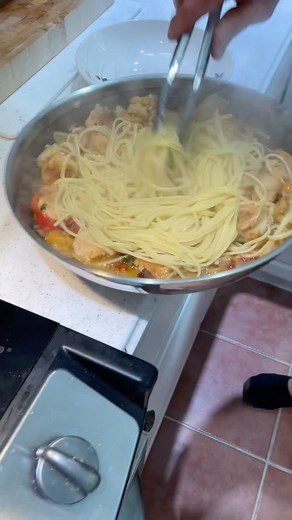 Dennis Sammarone on Instagram: "#eat #tasty #garlic #shrimp #oliveoil #wine #linguine #grapes #tomato #basil #be #creative #cooking #sunday #pasta Clean dozen large USA gulf shrimp coat shrimp , first in half half cream then in flour , repeat this procedure several times. forming a crust ,1 lbs linguine cook al’dente in salted boiling water, 7 minutes and strain, Saute in large pan ,medium heat add 2 ounces olive oil , cook your shrimp golden add 4 cloves of garlic (smashed) when golden add 4 ou