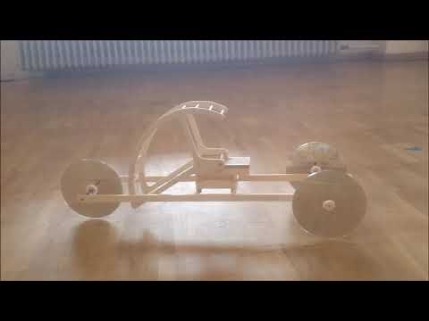 75m-Mausefallenauto mit Kurvenscheibe und 3:1 Getriebe nach Anleitung (Link in der Beschreibung)