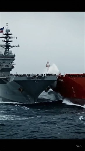 U.S. Navy Aircraft Carrier Collides with Cargo Ship in Rough Seas 🚢💥