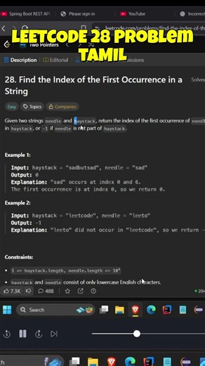 LeetCode 28 🔥| Explained in Tamil | Crack This in 30 Sec #dsatamil #coding #javadsa