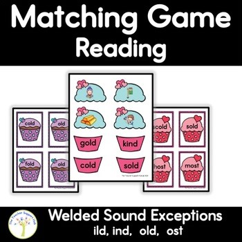 Welded or Glued Sounds Exceptions Cupcake Matching Games for Valentine's Day