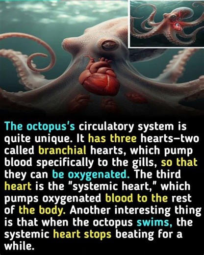 Three hearts, one body - the magic of the octopus #health #facts #education
