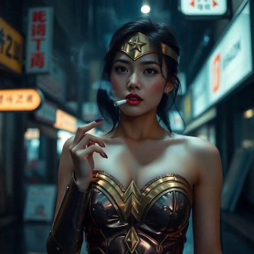 Smoking Asian Superheroine Costume (AI) #smokingvideo #heroine #aiart #cosplay #kpop